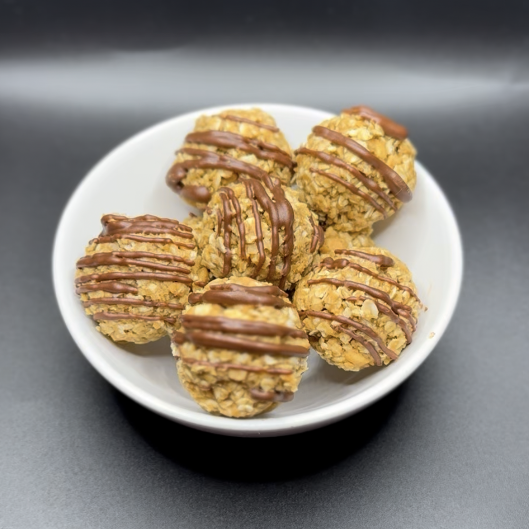 Peanut Butter Oat Protein Balls with Chocolate