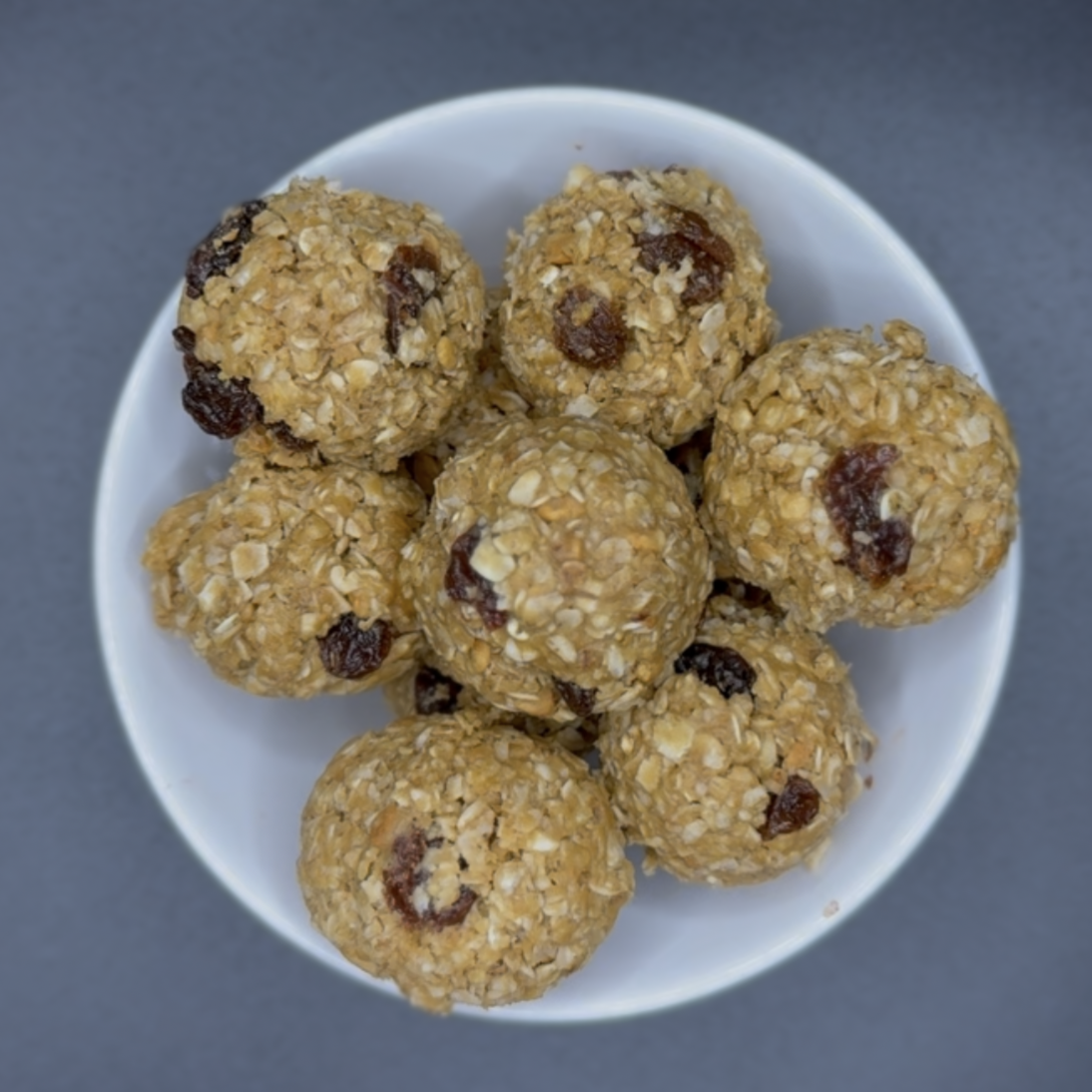 Peanut Butter Oat Protein Balls with Raisins