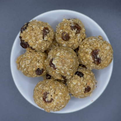 Peanut Butter Oat Protein Balls with Raisins