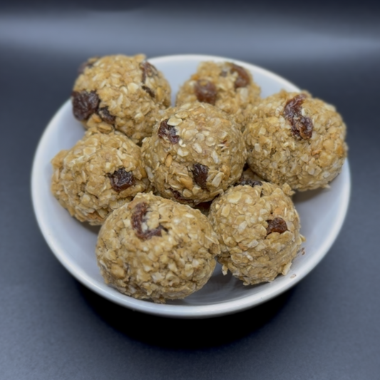 Peanut Butter Oat Protein Balls with Raisins